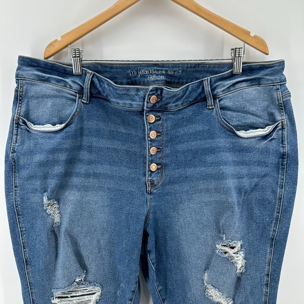 M Jeans By Maurices Skinny Leg Jeans Womens 22W Short Blue High Rise Distressed